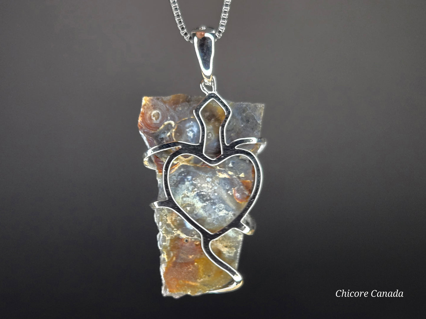 Sparkling Agate Geode Pendant & 925 Sterling Silver Adjustable Necklace