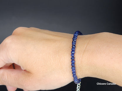 Magnifique bracelet délicat en saphir bleu fait main - Design élégant et intemporel
