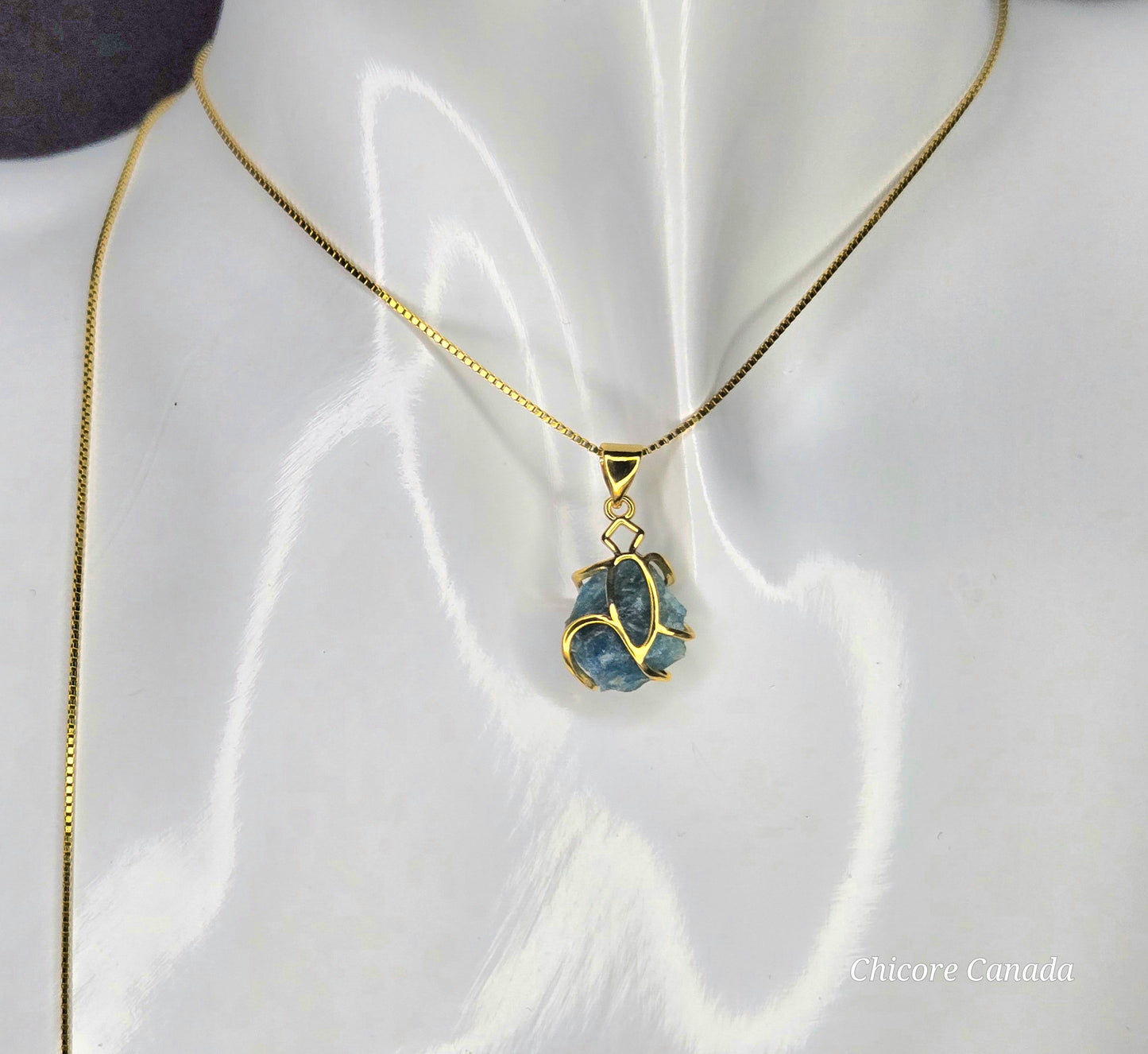 Chic Blue Apatite Pendant on an Adjustable Sterling Silver Chain Necklace