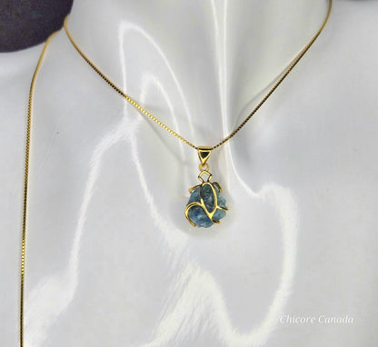 Chic Blue Apatite Pendant on an Adjustable Sterling Silver Chain Necklace