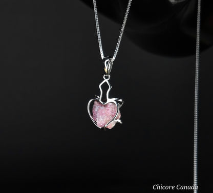 Eternal Love: Handmade 925 Sterling Silver Pink Tourmaline Heart Pendant with Adjustable Necklace