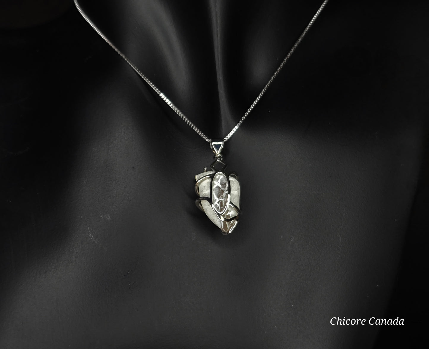 Snakeskin Agate Pendant – Handmade Luxury with Adjustable Sterling Silver