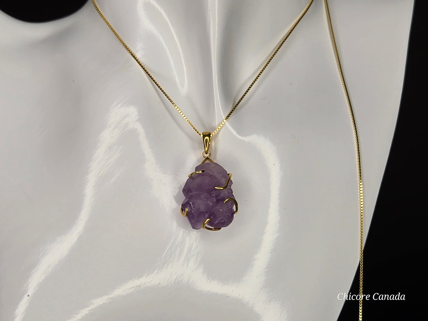 Artfully Crafted Raw Amethyst Pendant Necklace with Adjustable Grace