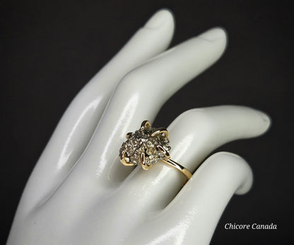 Adjustable Handmade Raw Pyrite Ring