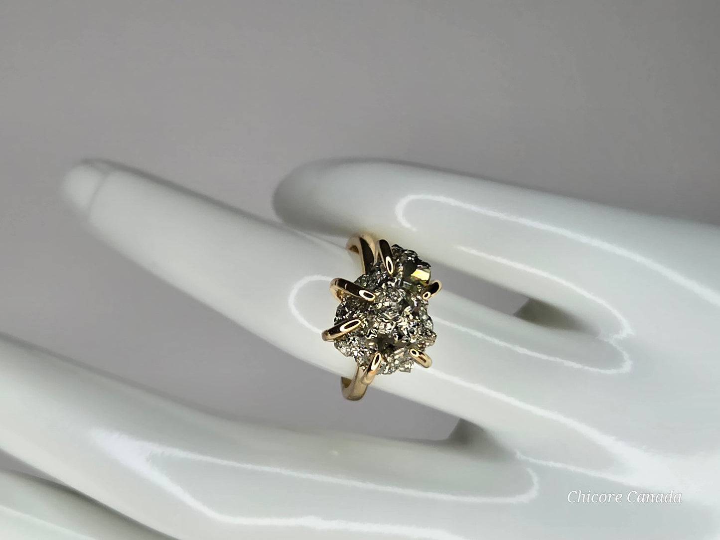 Adjustable Handmade Raw Pyrite Ring