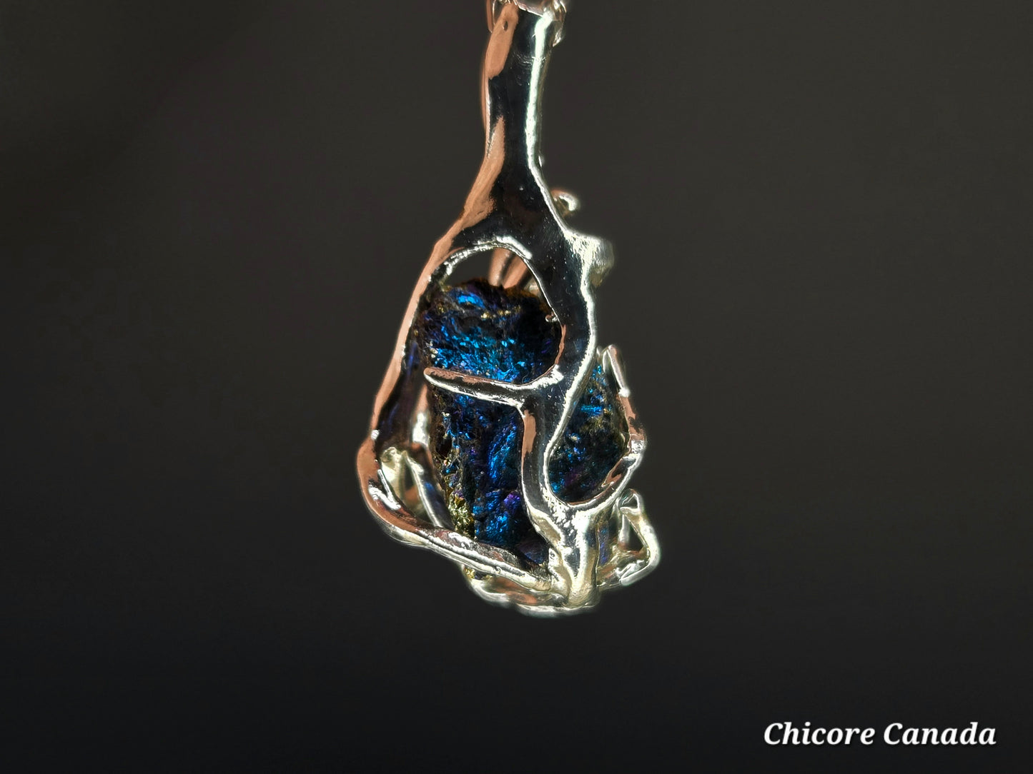 Handmade Raw Rainbow Pyrite Pendant – Adjustable 925 Sterling Silver Necklace for Strength & Style