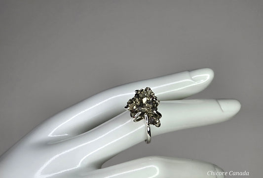 Elegant Raw Pyrite Ring – Adjustable Design with Empowering Stone Energy