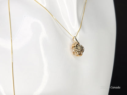 Golden Elegance – Handmade Raw Pyrite Pendant with Sterling Silver Chain