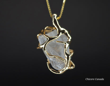 Raw Celestite Pendant with 925 Sterling Silver Adjustable Necklace