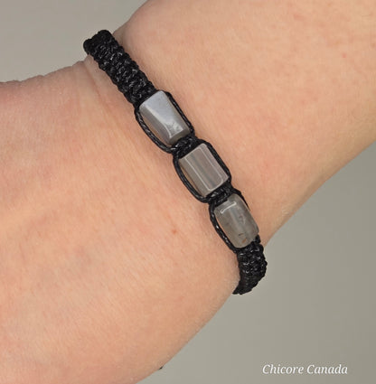Labradorite Adjustable Bracelet for Him – Stone of Strength, Intuition & Protection