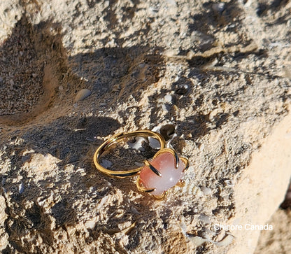 Bague ajustable en quartz rose