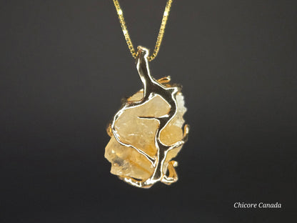 Collier pendentif élégant en citrine brésilienne fait main