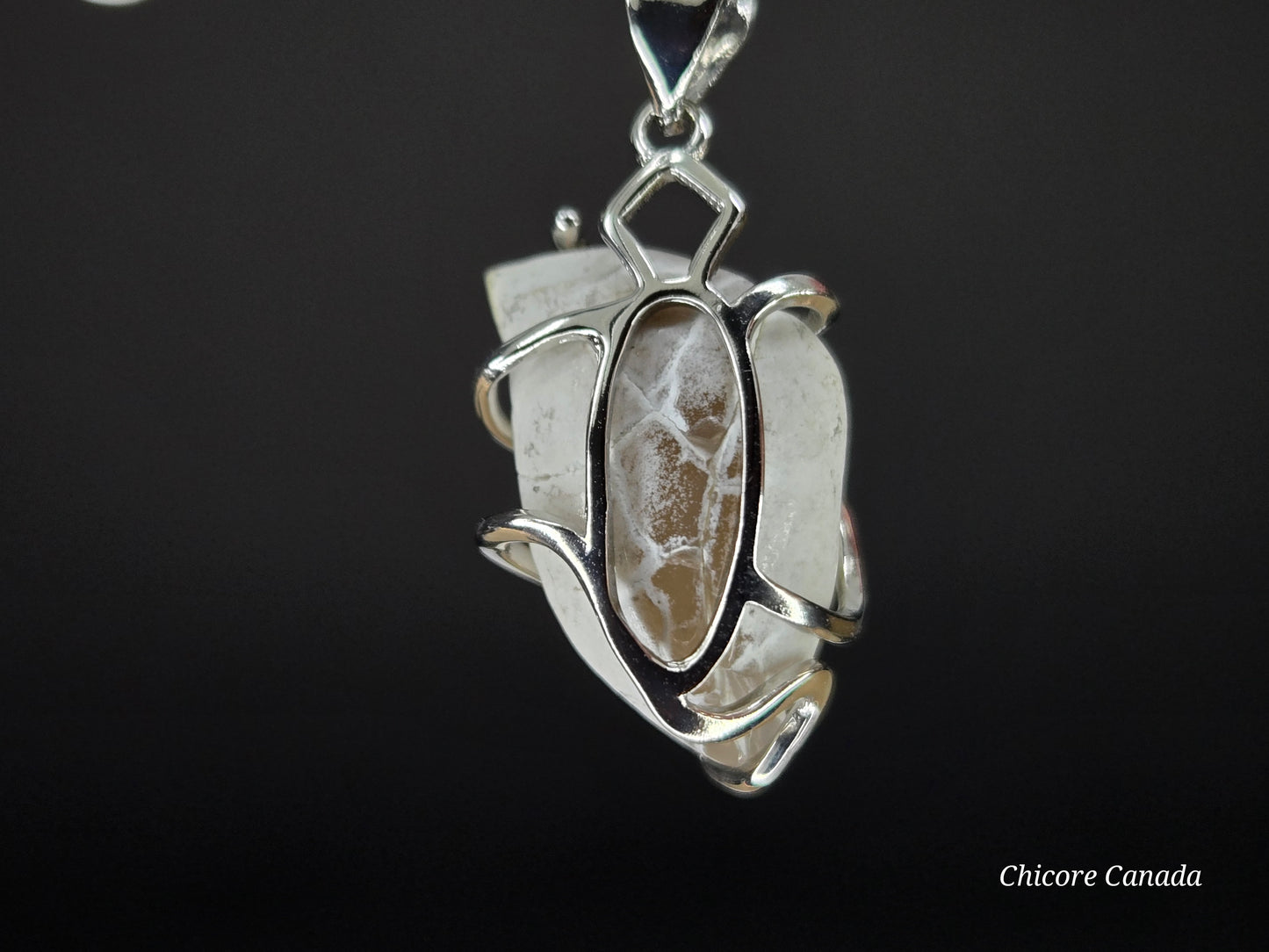 Snakeskin Agate Pendant – Handmade Luxury with Adjustable Sterling Silver