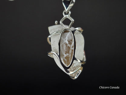 Snakeskin Agate Pendant – Handmade Luxury with Adjustable Sterling Silver