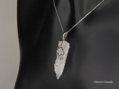 Timeless 925 Sterling Silver Pendant with Rose Quartz Crystal on Adjustable Necklace