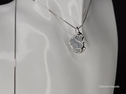 Artisan Raw Celestite Pendant with Adjustable 925 Sterling Silver Necklace
