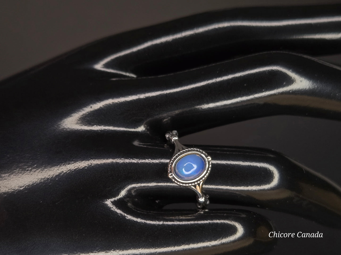 Celestial Glow: 925 Sterling Silver Adjustable Aurora Opal Ring