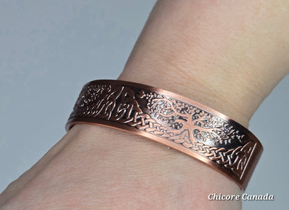 Adjustable Wellness Cuff - Tree of Life Copper Healing Bracelet with 27 Magnets