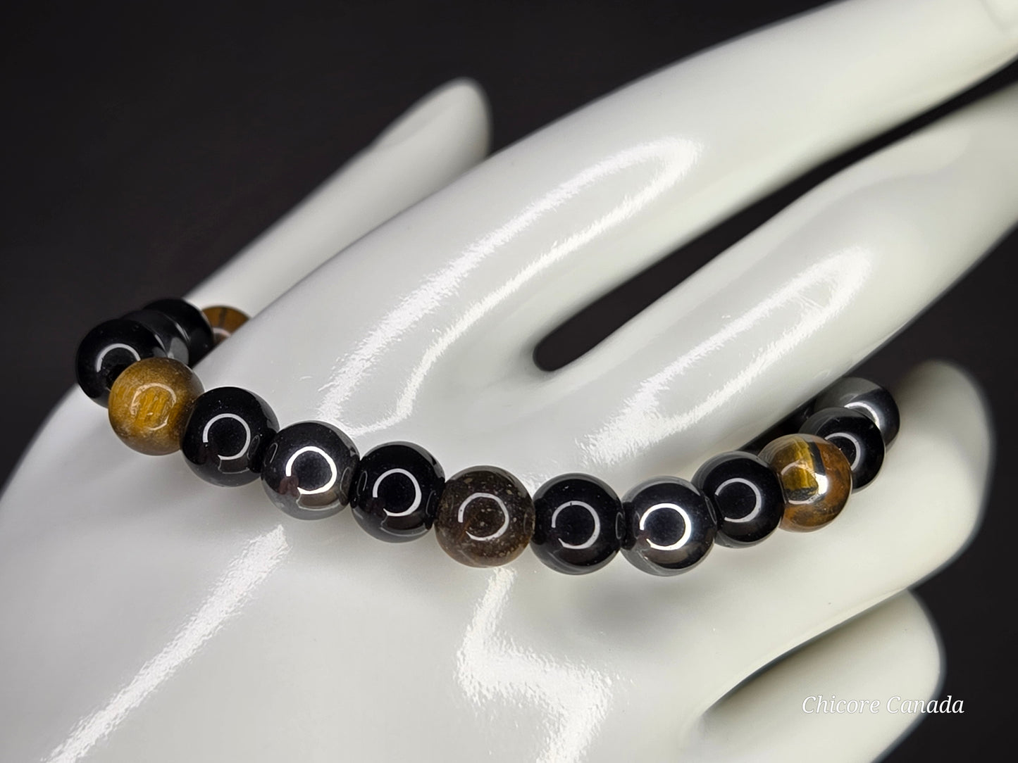 Triple Protection Bracelet - Tiger’s Eye, Hematite & Black Obsidian | Strength, Grounding & Shielding