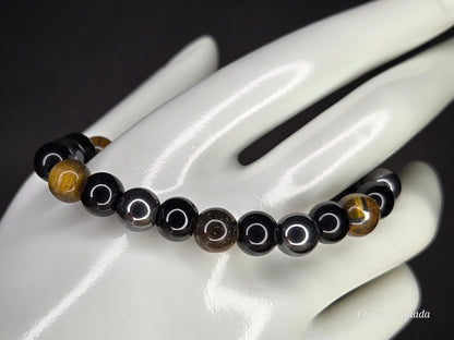 Triple Protection Bracelet - Tiger’s Eye, Hematite & Black Obsidian | Strength, Grounding & Shielding