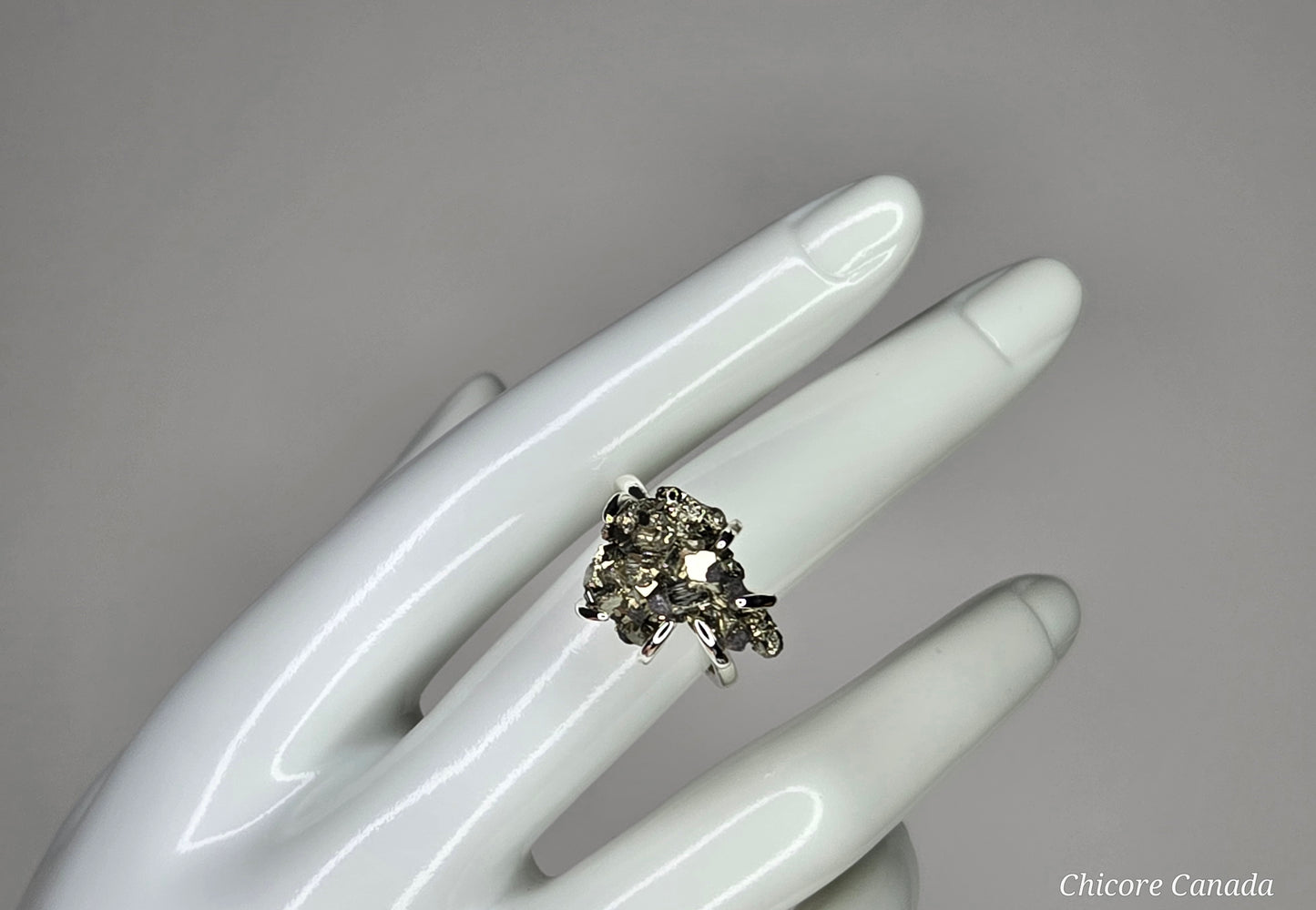 Elegant Raw Pyrite Ring – Adjustable Design with Empowering Stone Energy