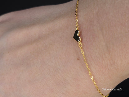 Sterling Silver Adjustable Bracelet With One Delicate Heart-Shaped Charm