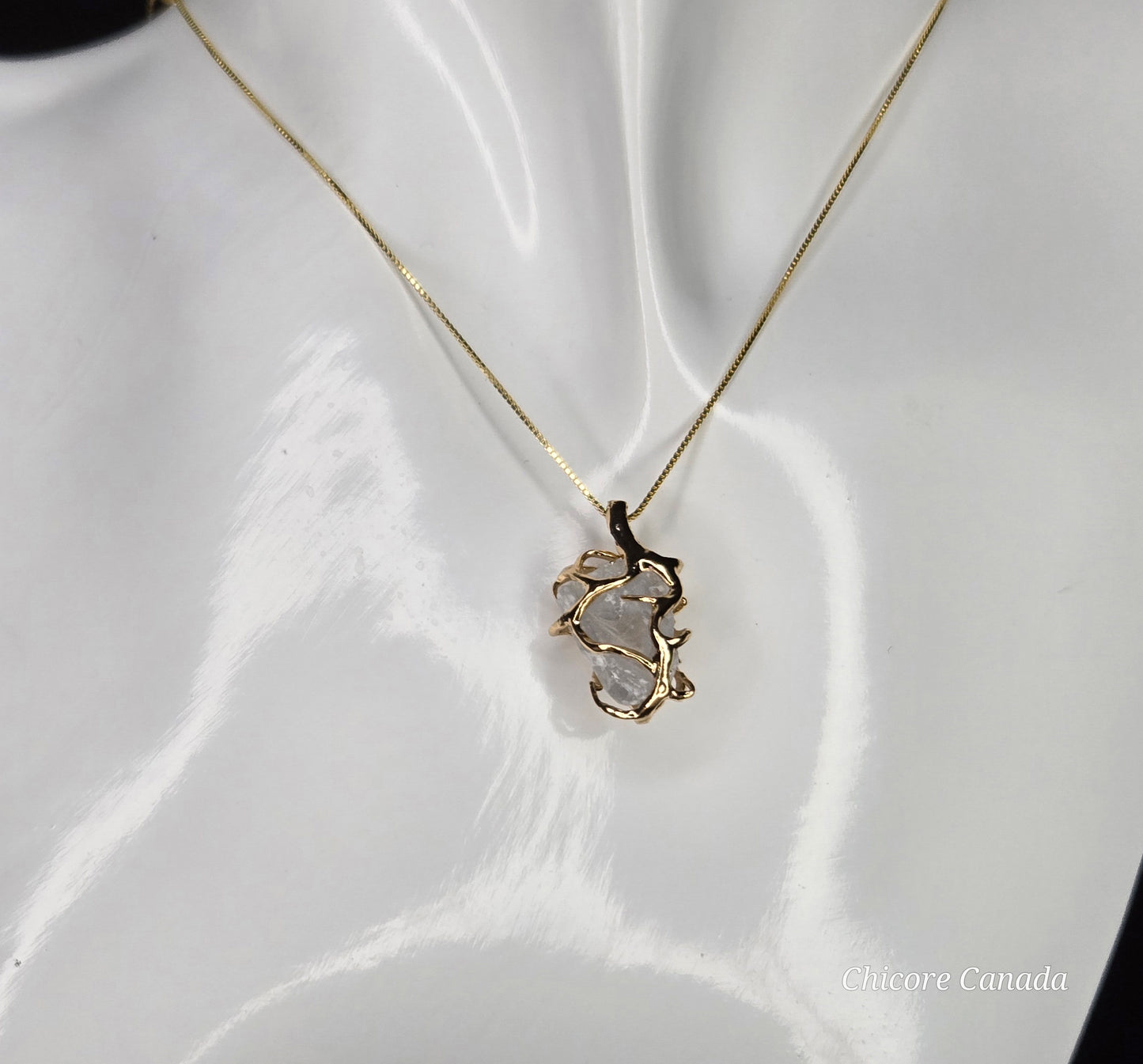 Raw Celestite Pendant with 925 Sterling Silver Adjustable Necklace