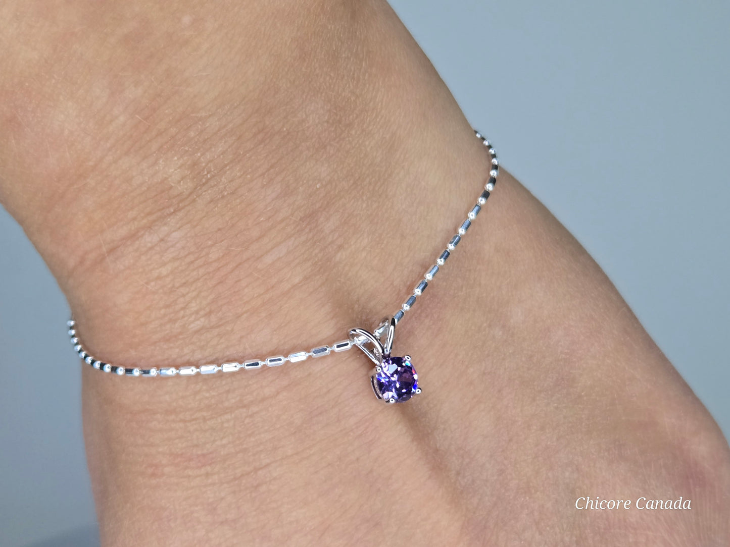 Bracelet ajustable élégant en argent sterling 925 avec breloque délicate en zircone cubique
