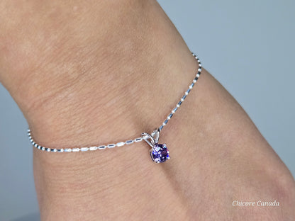 Bracelet ajustable élégant en argent sterling 925 avec breloque délicate en zircone cubique