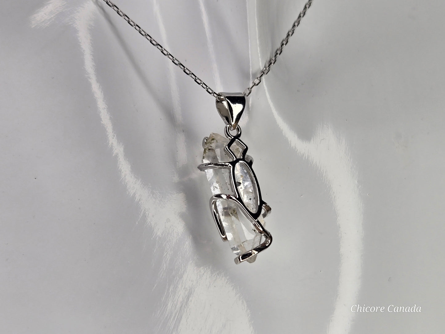 AAA Grade Raw Herkimer Diamond Pendant – Handmade Crystal Necklace with Adjustable 925 Sterling Silver