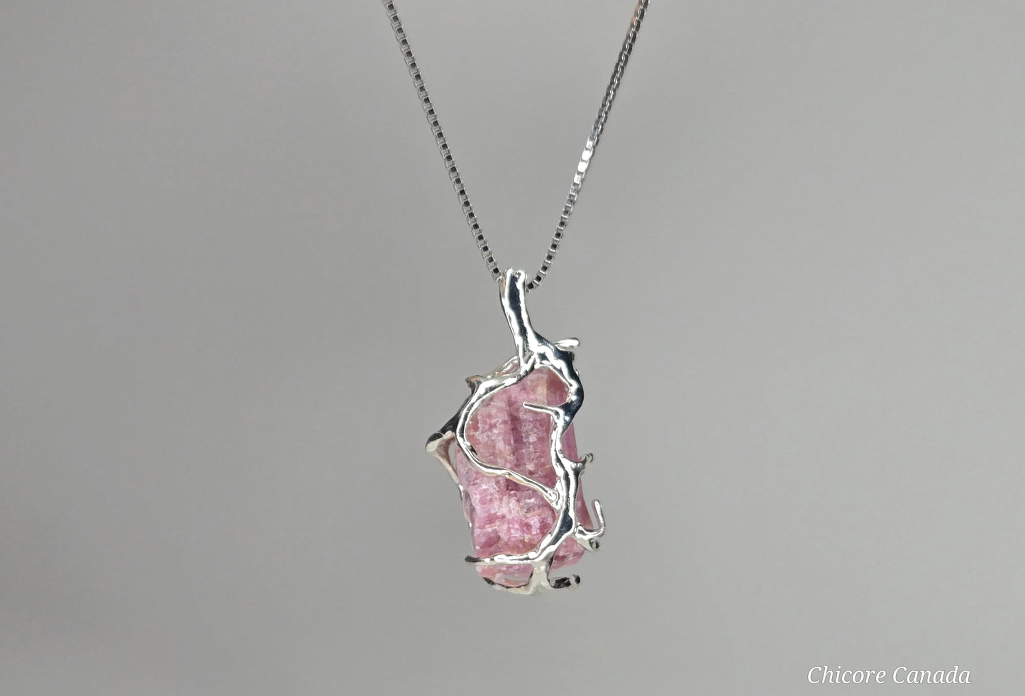 Delicate Raw Pink Tourmaline Necklace – Adjustable Handmade Crystal Pendant