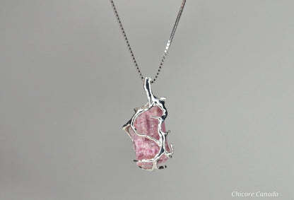 Delicate Raw Pink Tourmaline Necklace – Adjustable Handmade Crystal Pendant