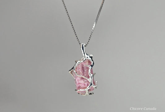 Delicate Raw Pink Tourmaline Necklace – Adjustable Handmade Crystal Pendant