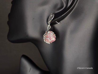 Boucles d'oreilles en quartz rose – Bijoux élégants et délicats