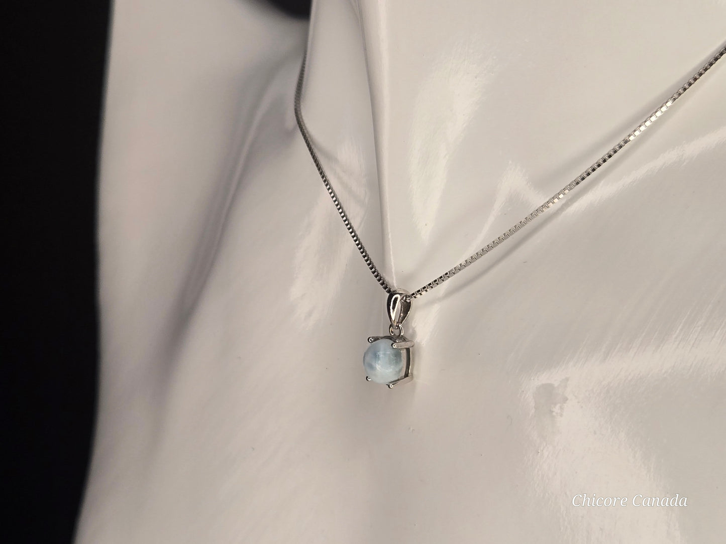 Elegant Caribbean Gemstone Jewelry - Handmade Natural Larimar Pendant with Adjustable 925 Sterling Silver Necklace