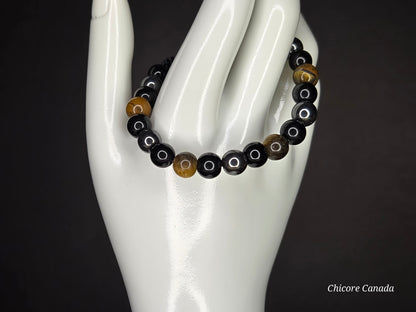 Triple Protection Bracelet - Tiger’s Eye, Hematite & Black Obsidian | Strength, Grounding & Shielding