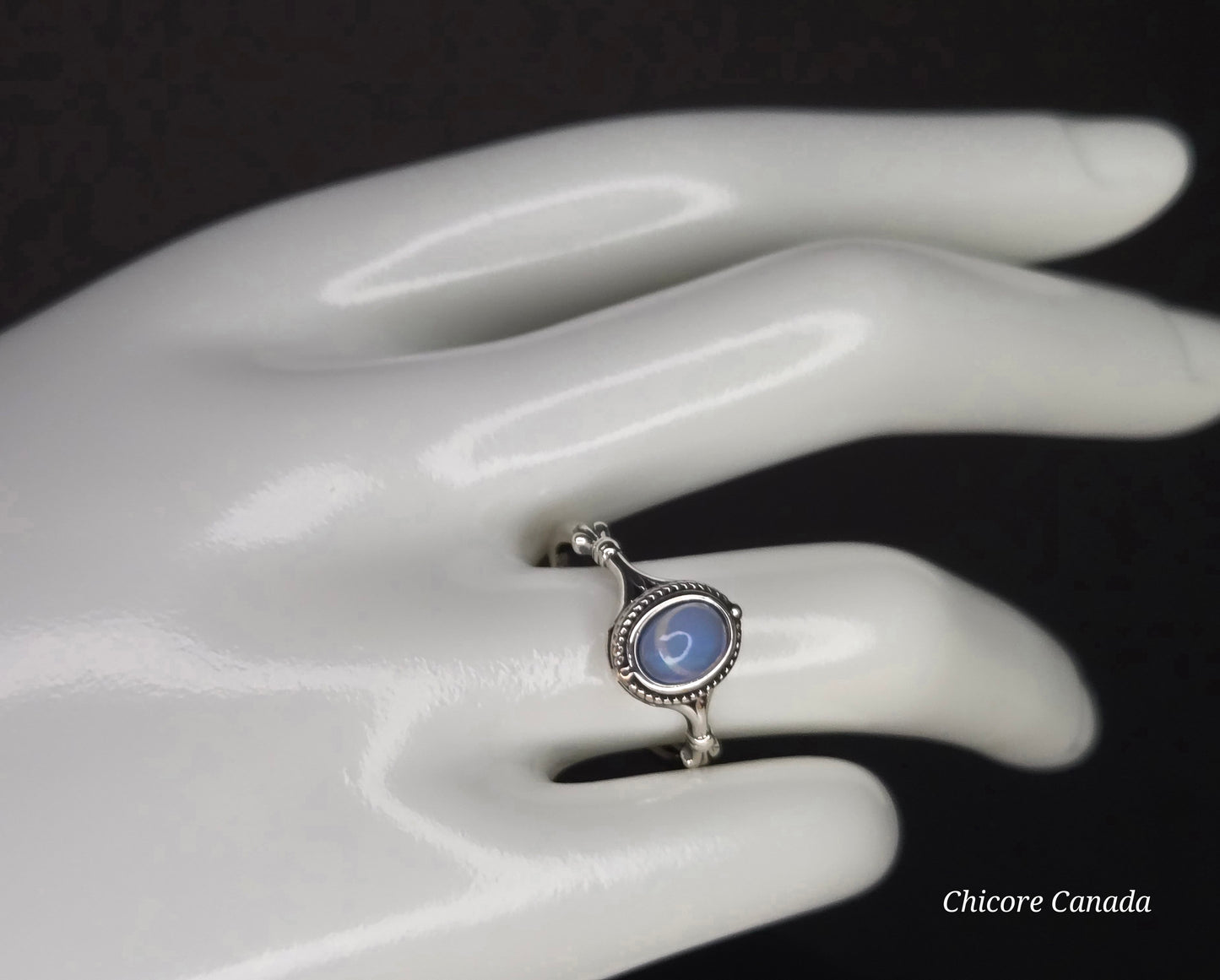 Celestial Glow: 925 Sterling Silver Adjustable Aurora Opal Ring