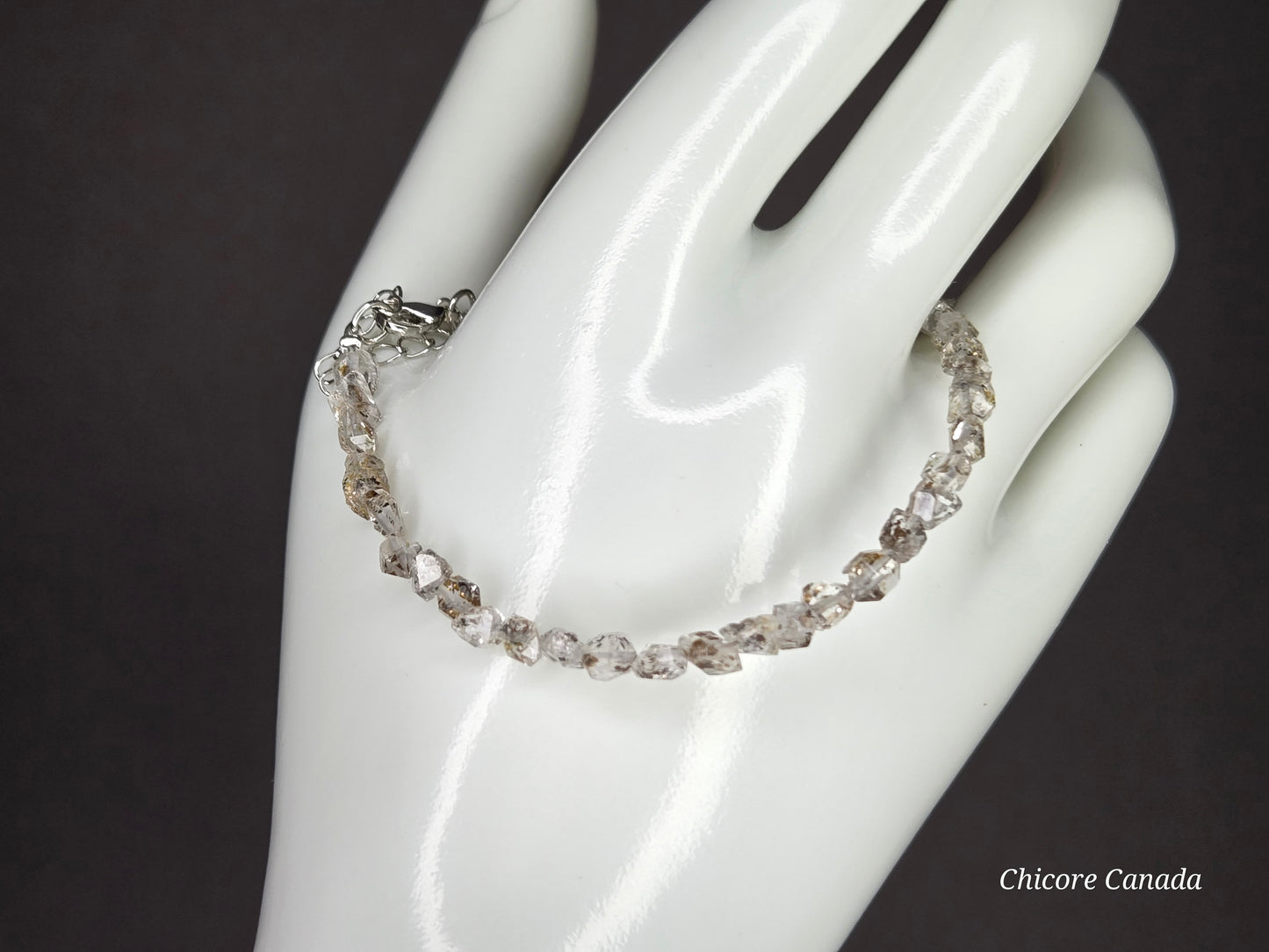 Adjustable Delicate Herkimer Diamonds Raw Bracelet