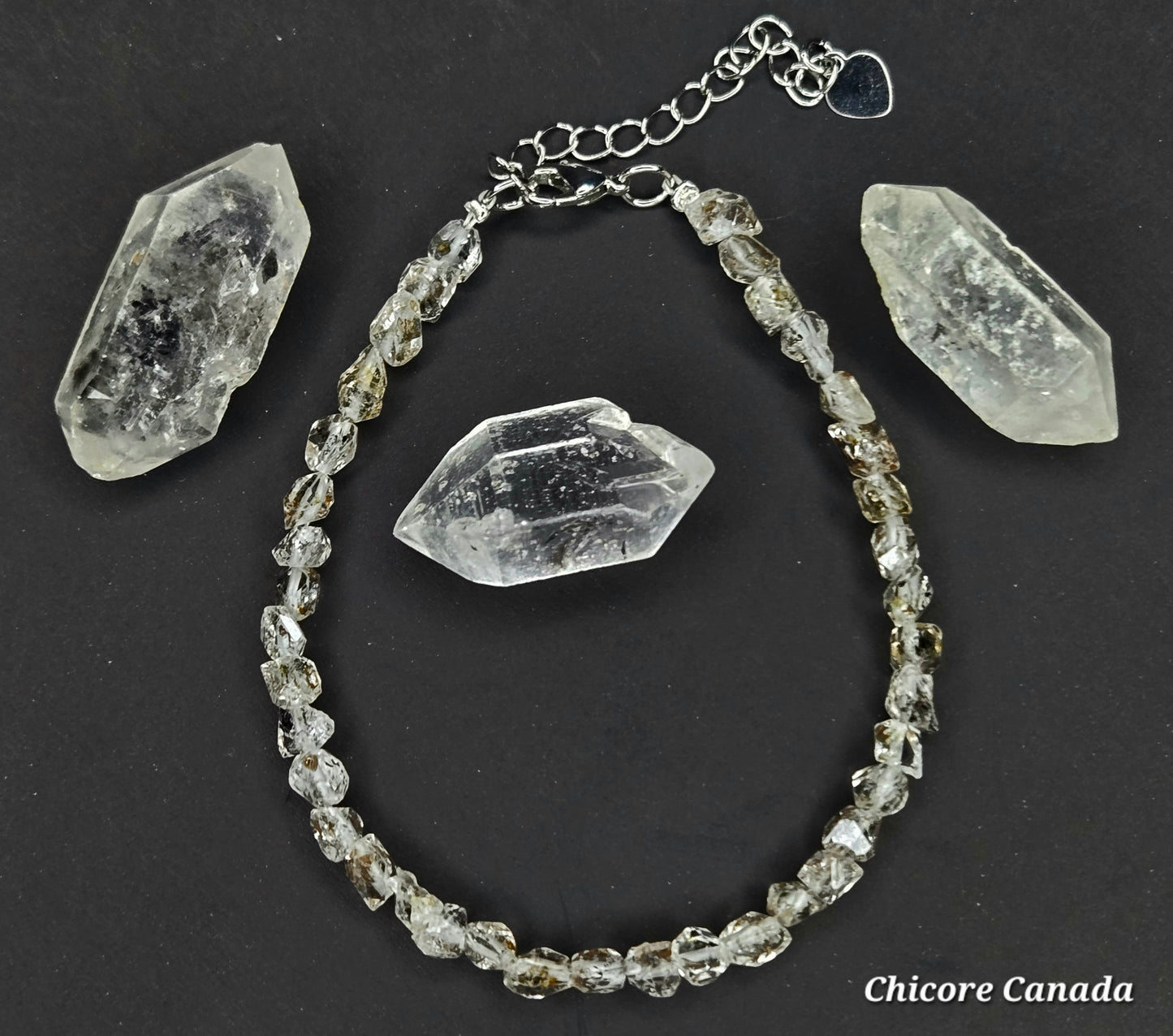 Adjustable Delicate Herkimer Diamonds Raw Bracelet