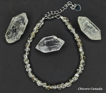 Adjustable Delicate Herkimer Diamonds Raw Bracelet