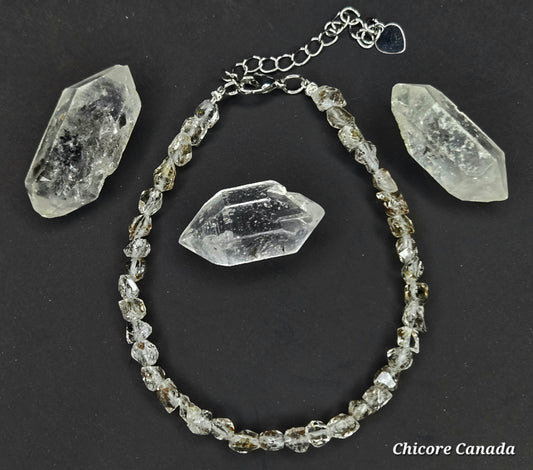 Adjustable Delicate Herkimer Diamonds Raw Bracelet