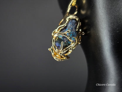 Handmade Raw Rainbow Pyrite Pendant – 925 Sterling Silver Necklace for Bold Elegance