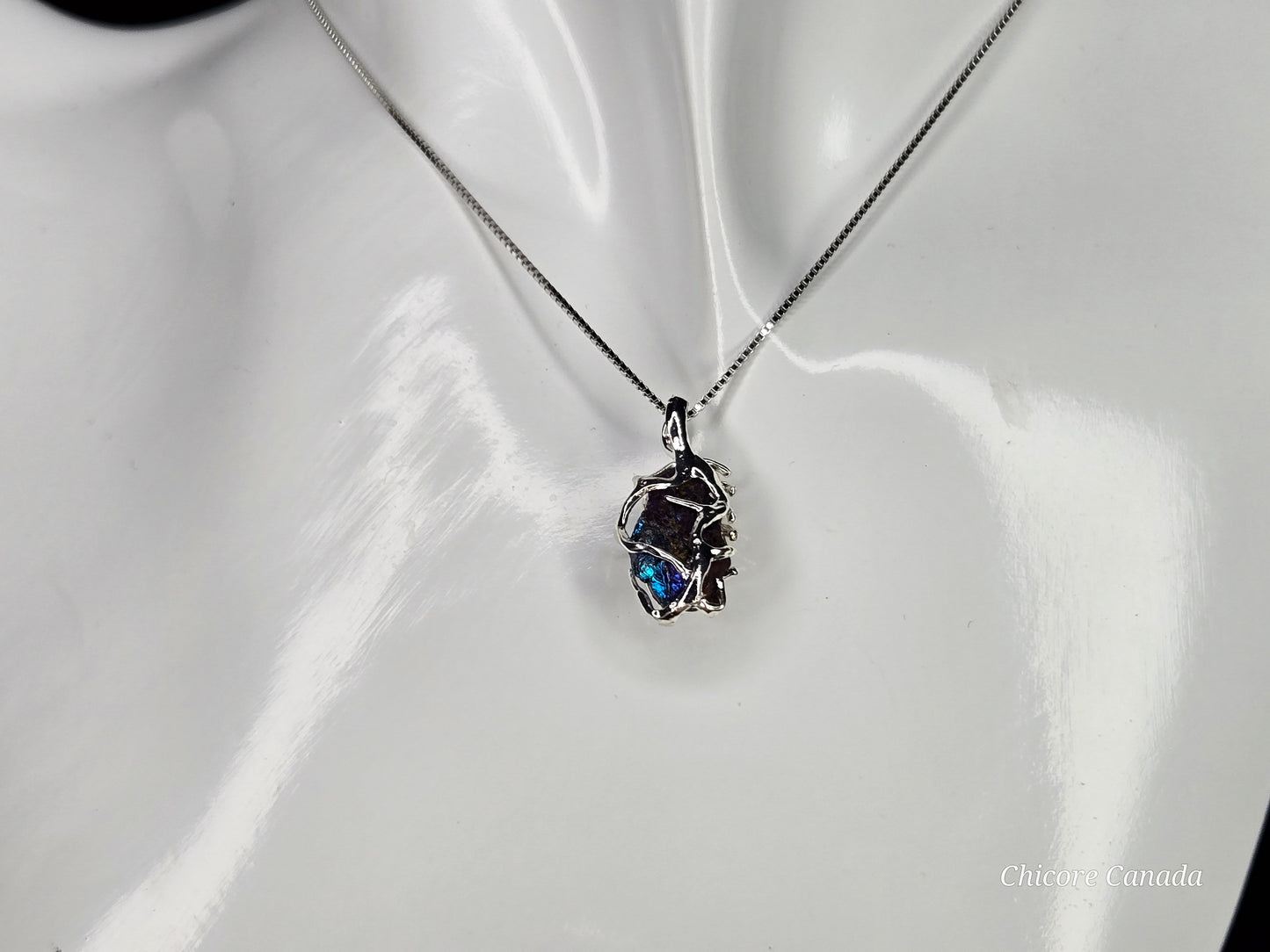 A Handmade Raw Rainbow Pyrite Pendant – Adjustable 925 Sterling Silver Necklace for Strength & Style