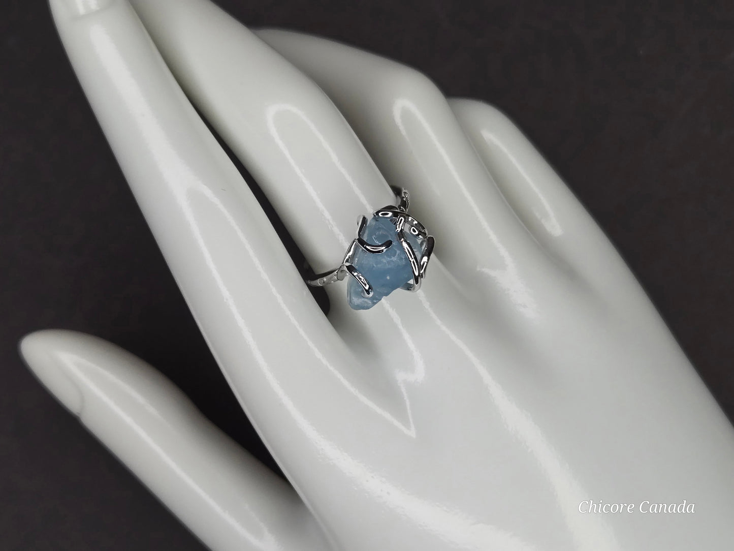 Timeless 925 Sterling Silver Adjustable Aquamarine Ring