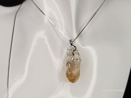 Brazilian Citrine Pendant – Sterling Elegance