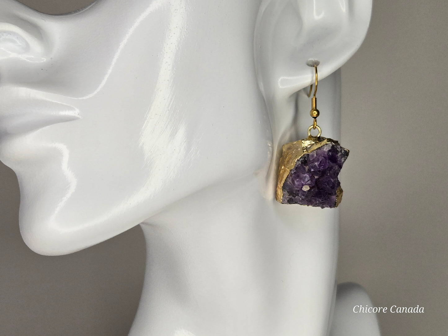 Crystal Calm: Raw Amethyst Cluster Statement Earrings