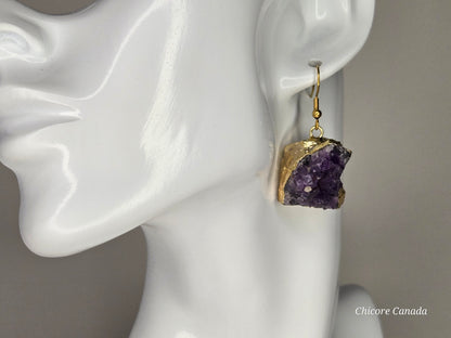 Crystal Calm: Raw Amethyst Cluster Statement Earrings