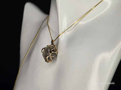A Black Herkimer Diamond -  Tree of Life Pendant Necklace