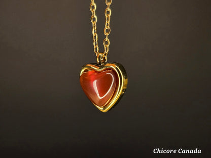Delicate Heart-Shaped Carnelian Pendant – Symbol of Passion & Positivity