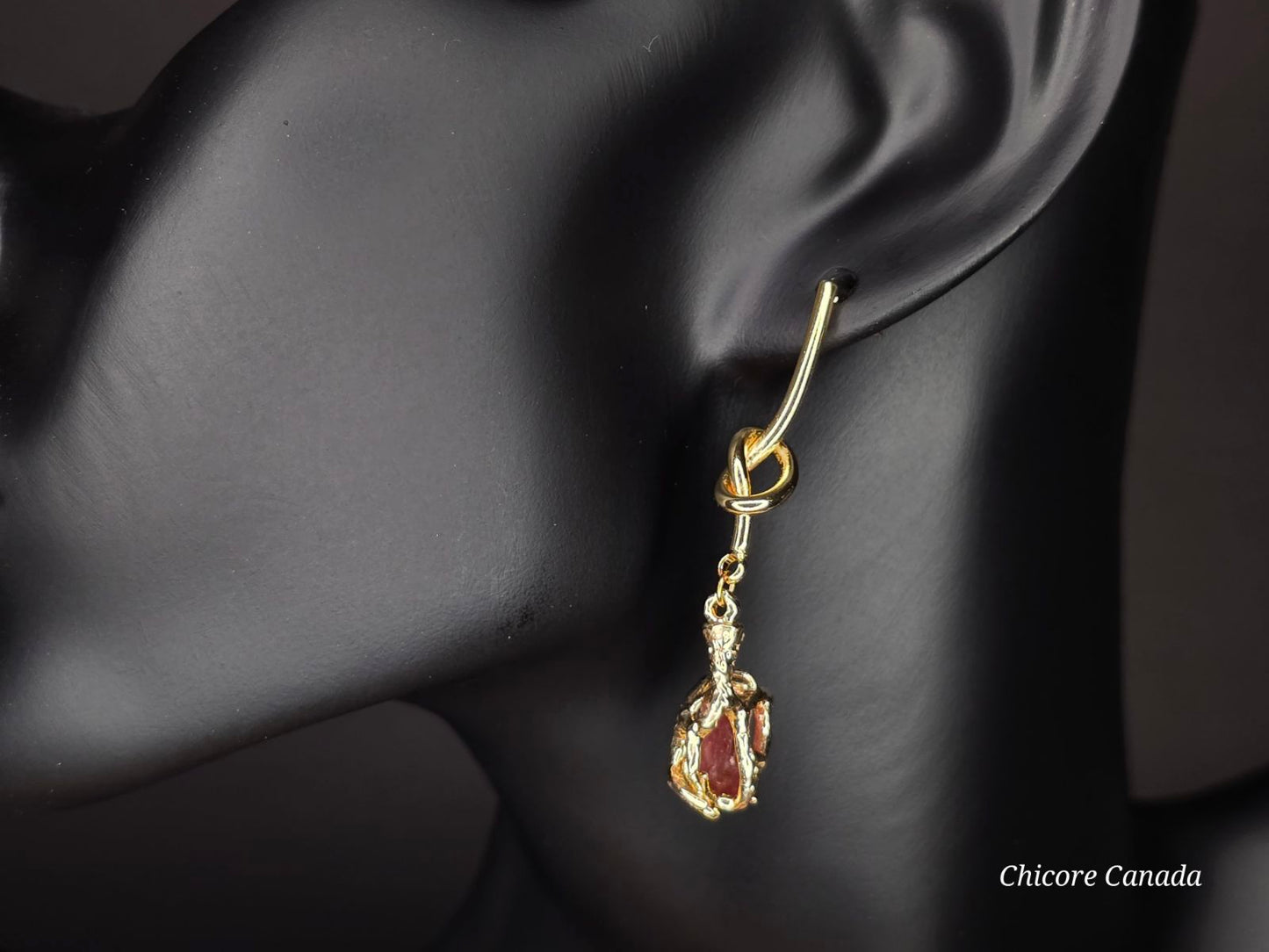 Belles boucles d'oreilles en tourmaline rose
